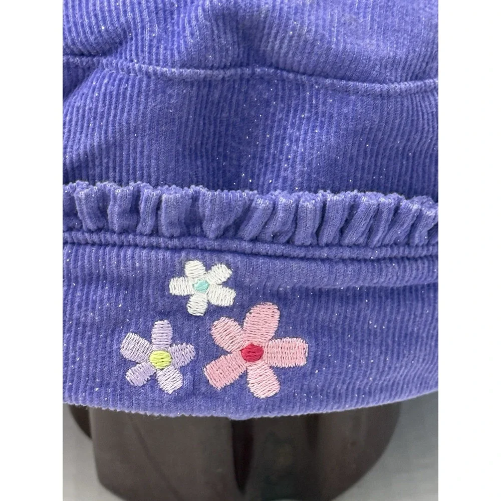 VTG Gymboree Purple Sparkle Glitter Bucket Hat Corduroy Flowers 2001 6-18 Months